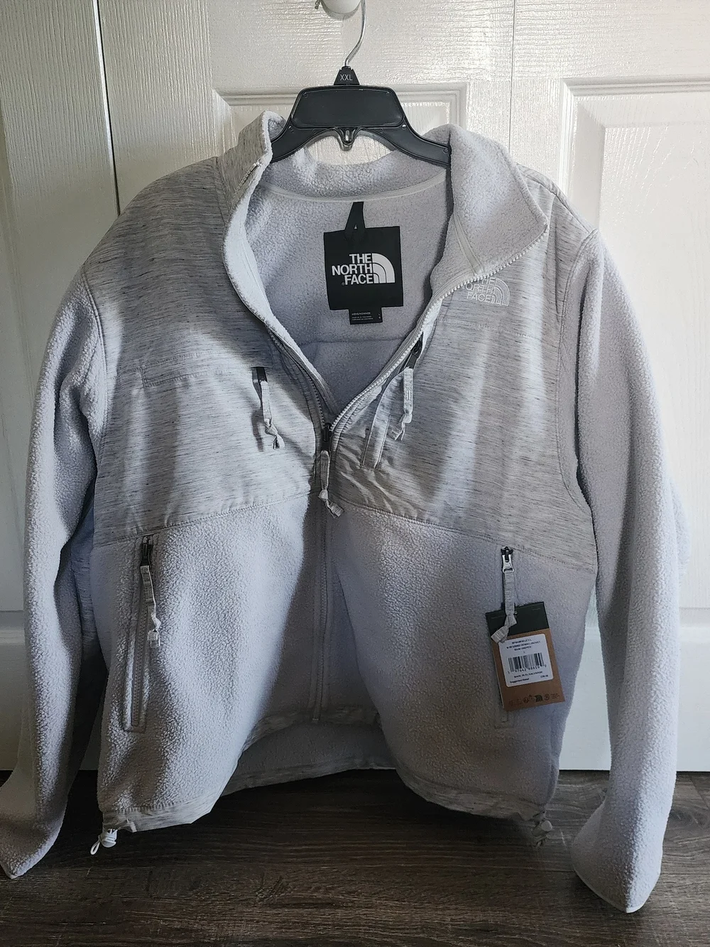 The North Face Mens Regrind Denali Fleece Light Grey Full-Zip, Raw Undyed